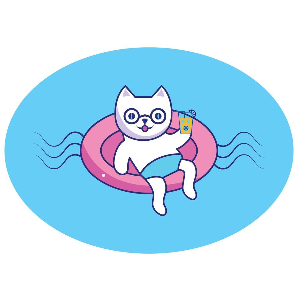 un linda blanco gatito en cielo azul antecedentes. vector