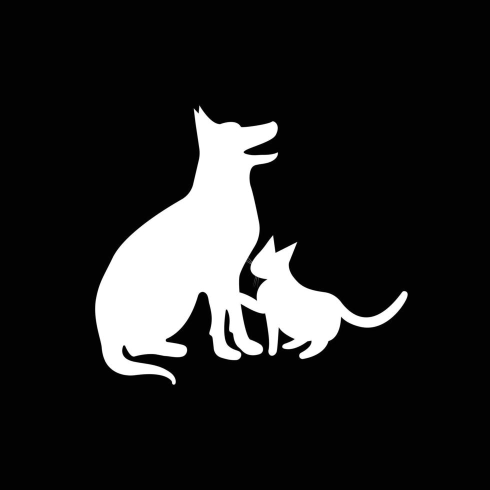 Cat and Dog vector silhouettes logo template