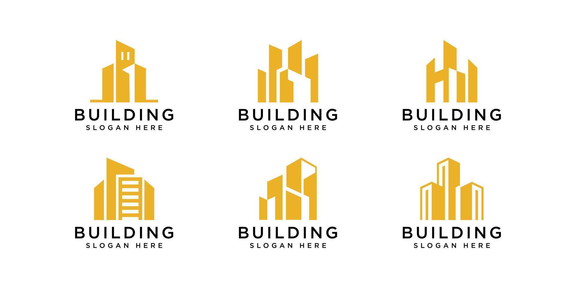 set of building logo design template vector