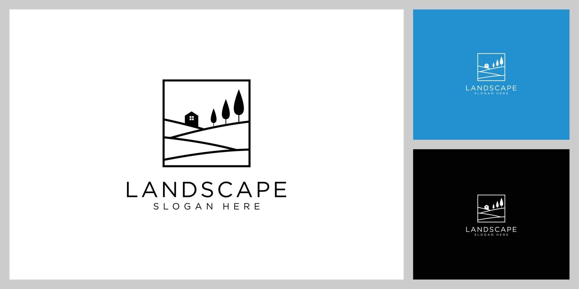 landscape sun logo vector design