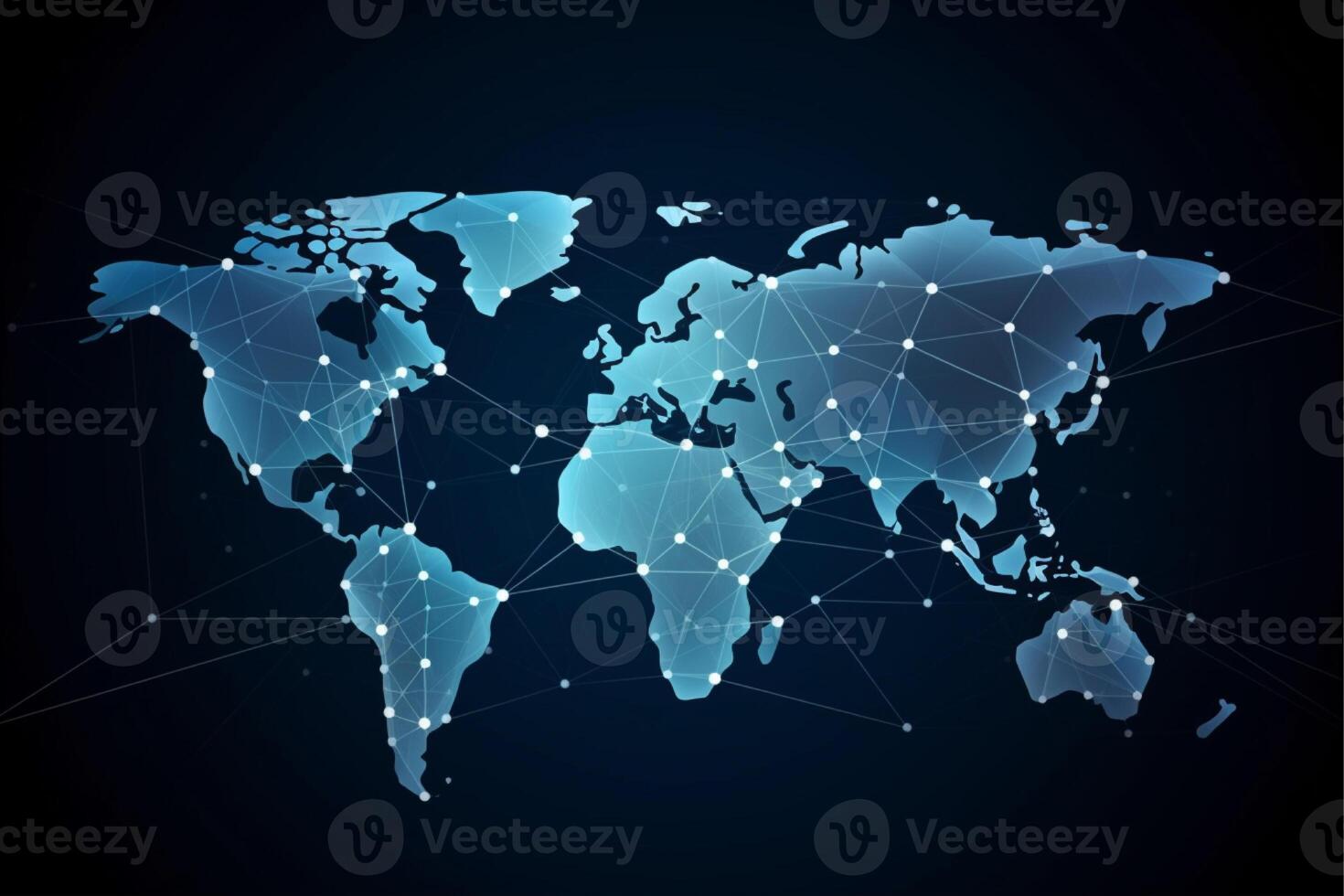 World map with global technology social connection network with lights and points photo