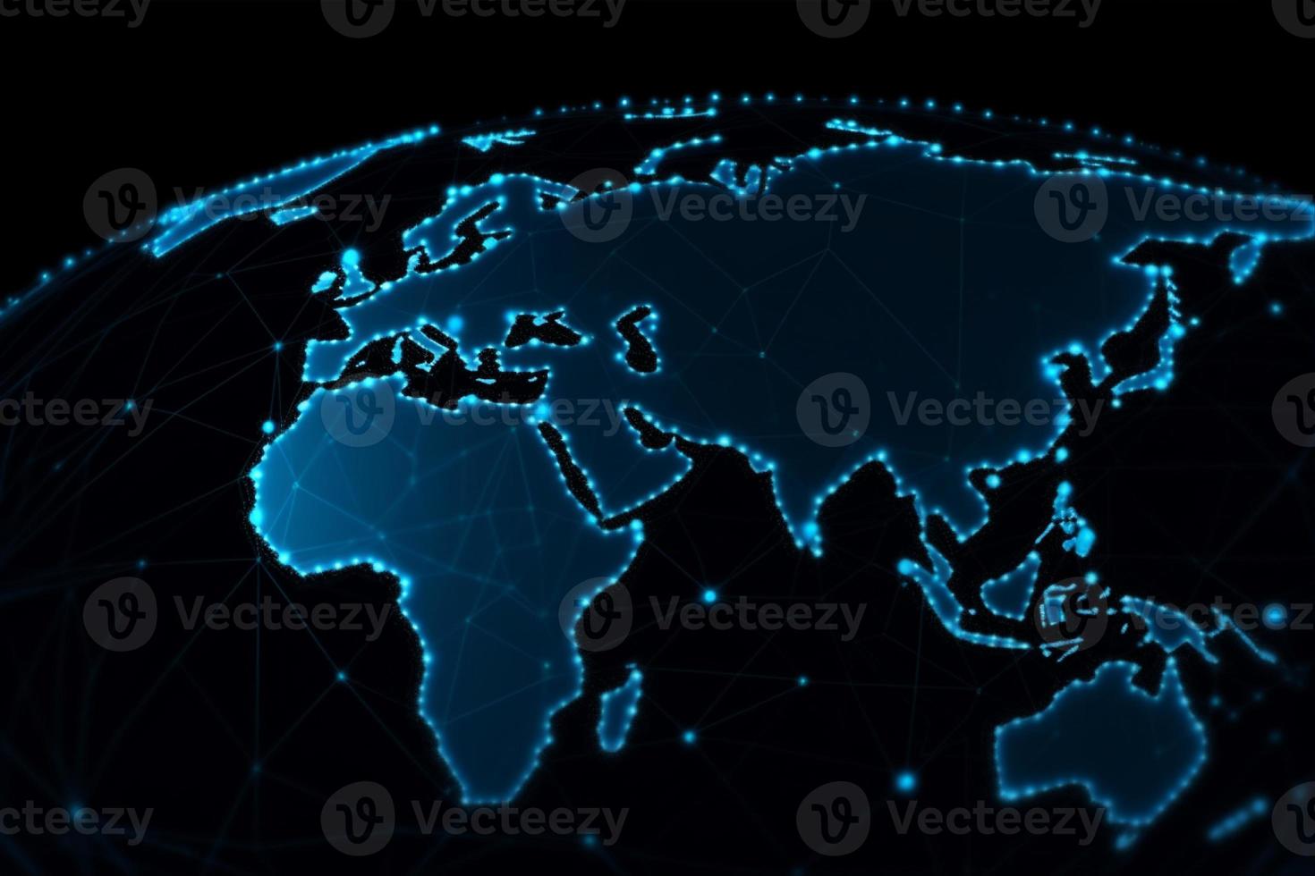 World map with global technology social connection network with lights and points photo