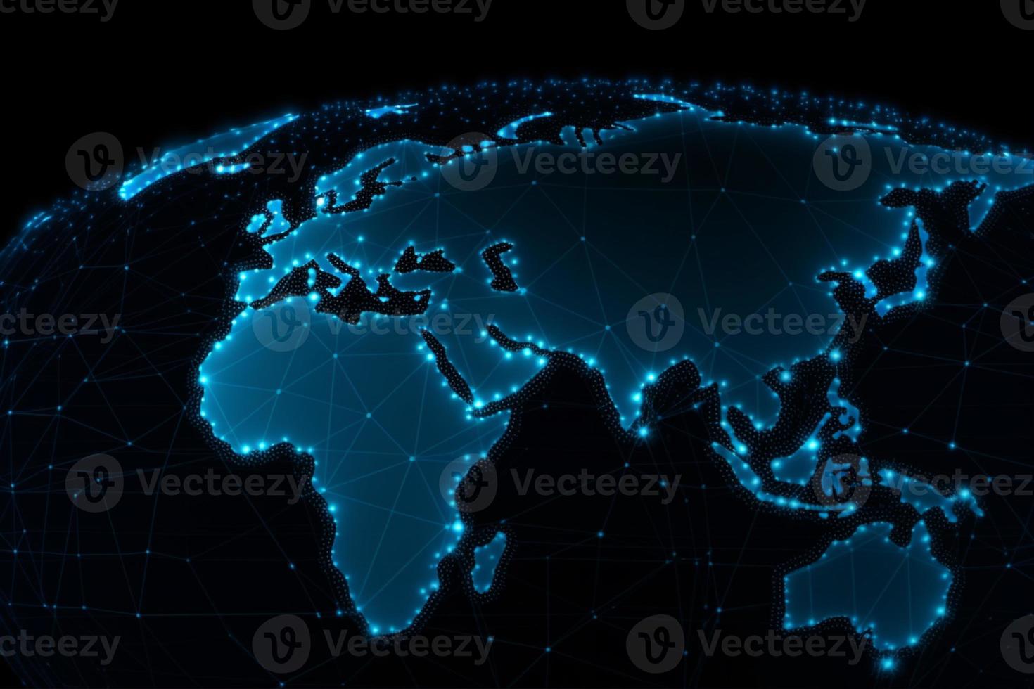 World map with global technology social connection network with lights and points photo