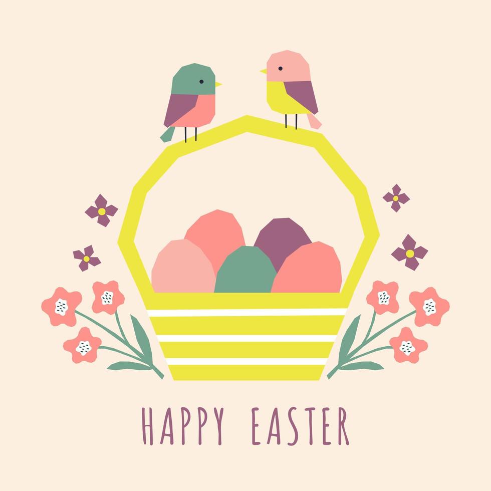 Easter card with cutout Easter elements. Template for greeting card, invitation, poster, social media. vector