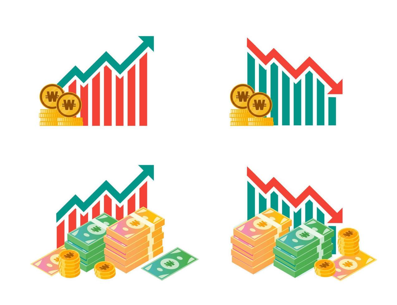 Korean Won Money Fluctuation Illustrations vector