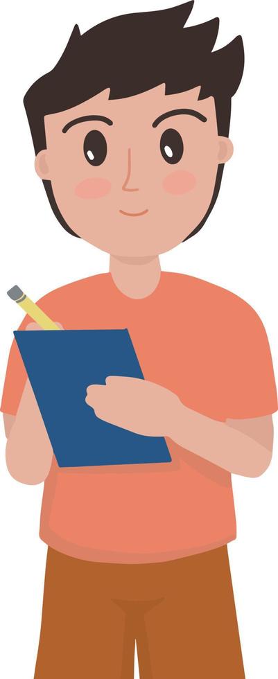 retrato de joven hombre en pie y escritura ilustración vector