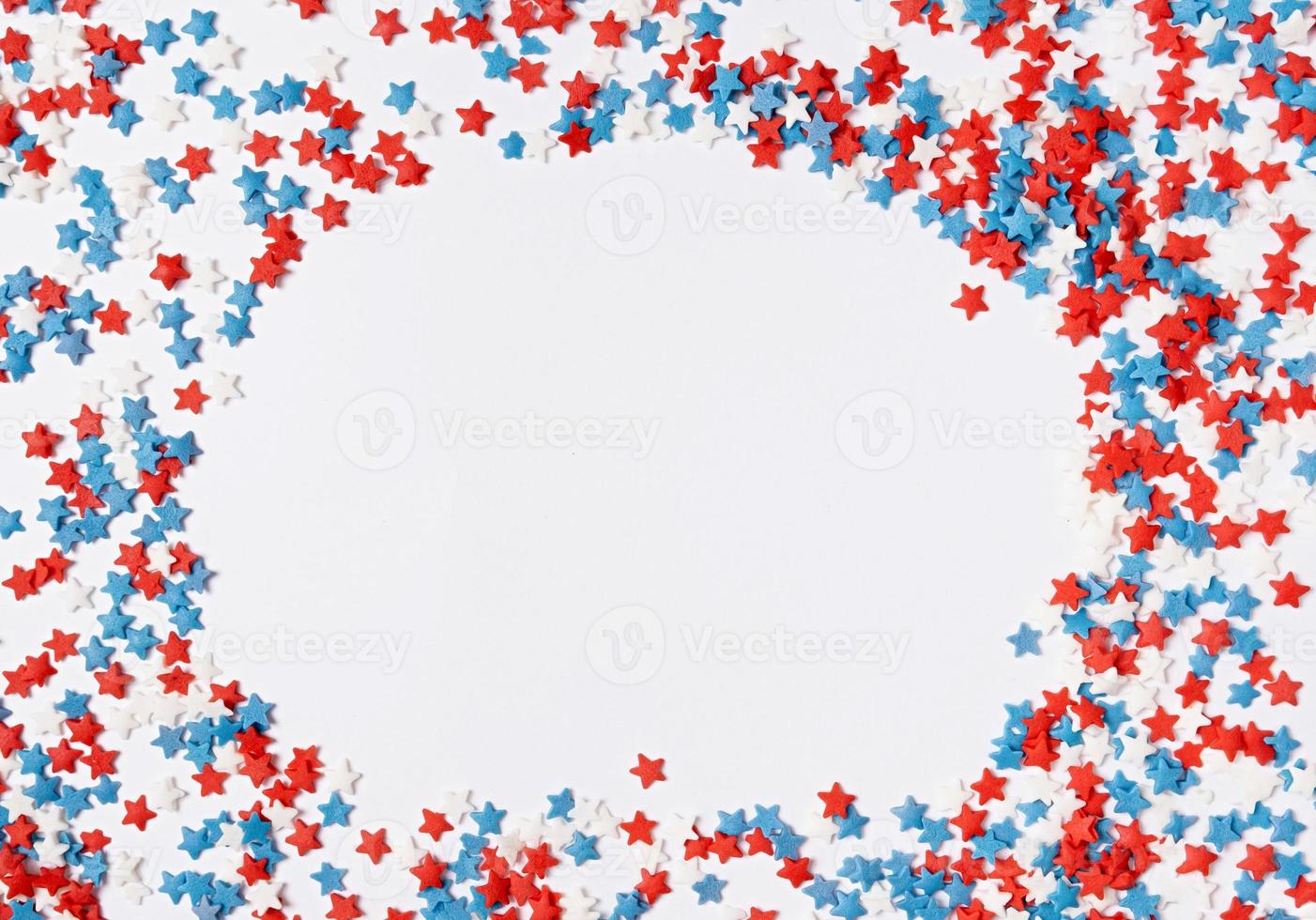 colorful star shape sprinkes decorations for fourth july , copy space photo