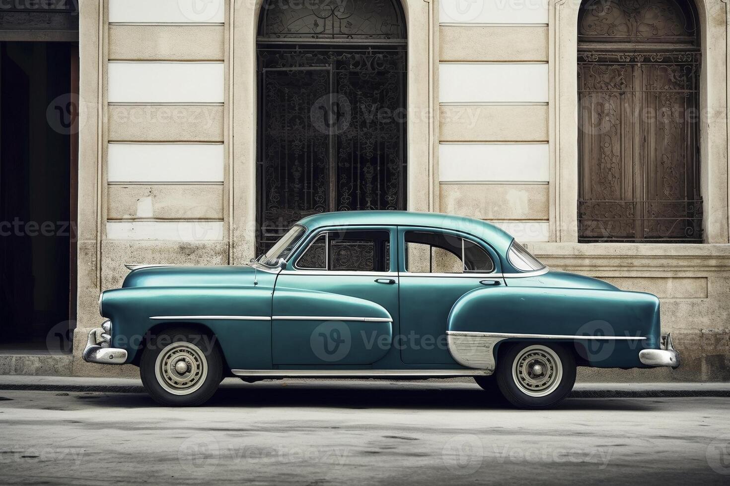 Vintage Cuban car on the street of Havana, created with photo