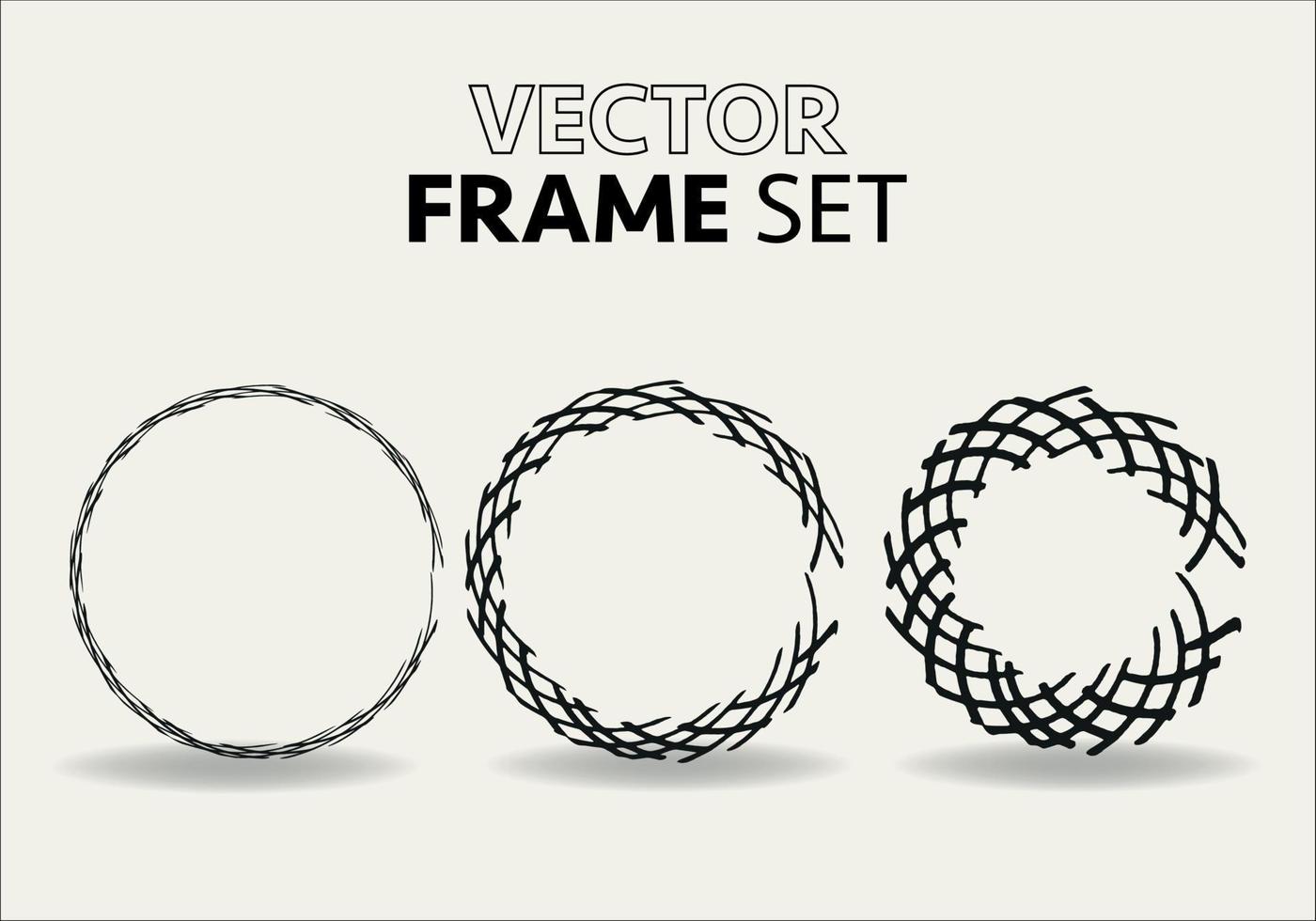 Hand drawn circles sketch frame vector set. Rounds scribble line circles. Vector illustrations.