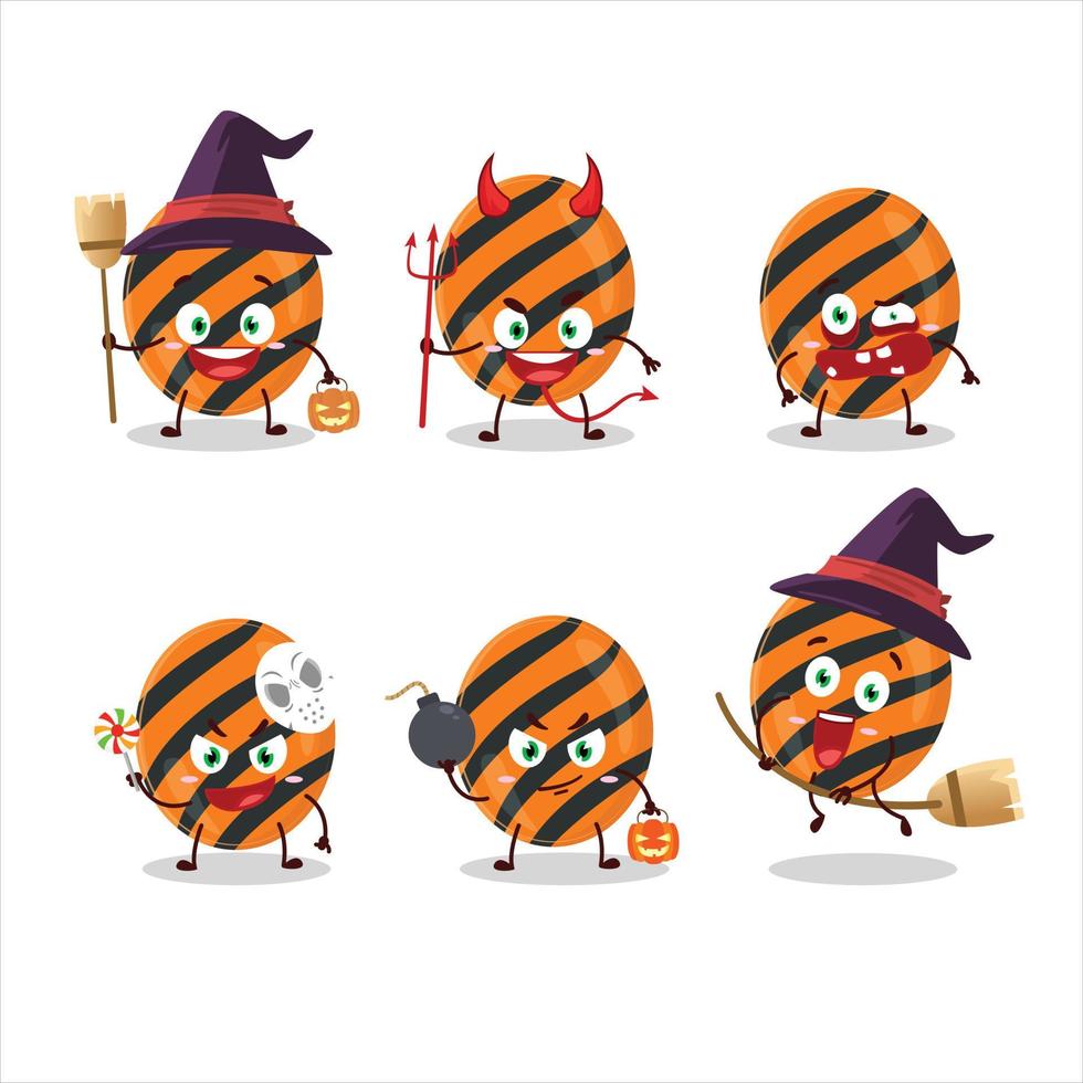 Halloween expression emoticons with cartoon character of halloween stripes candy vector