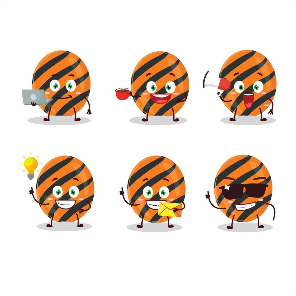 Halloween stripes candy cartoon character with various types of business emoticons vector
