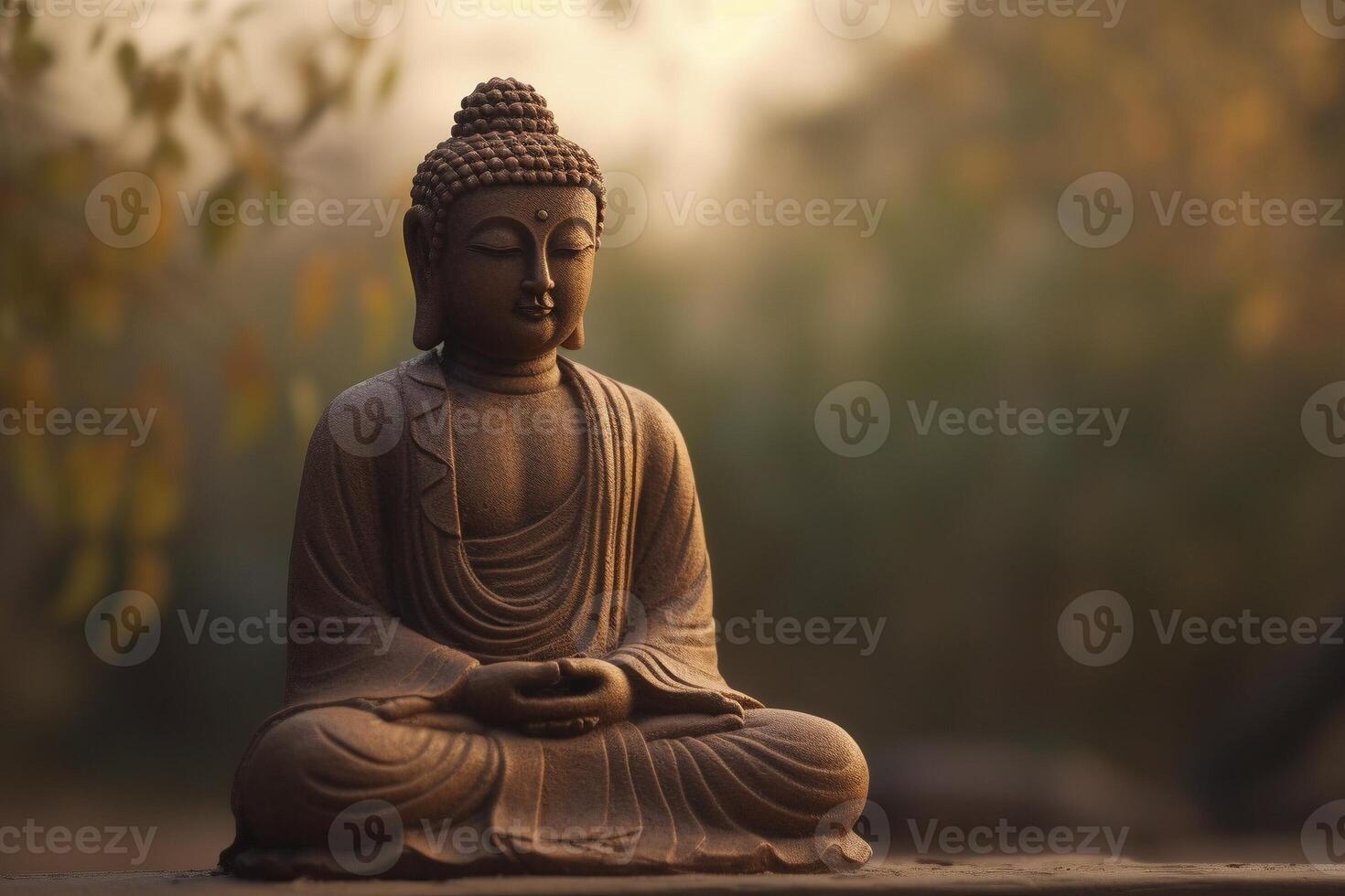 Buda estatua en al aire libre ajustes, creado con generativo ai foto