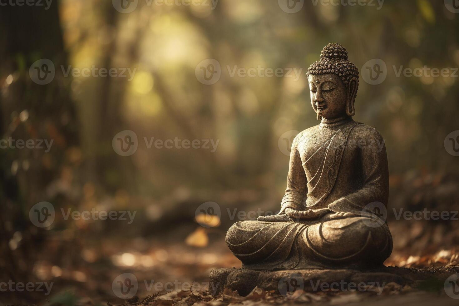 Buda estatua en al aire libre ajustes, creado con generativo ai foto