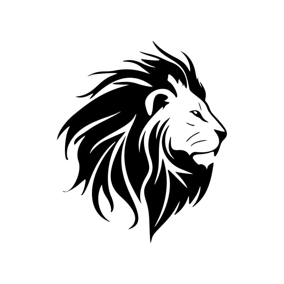 Minimalist lion logo in black and white style vector. vector