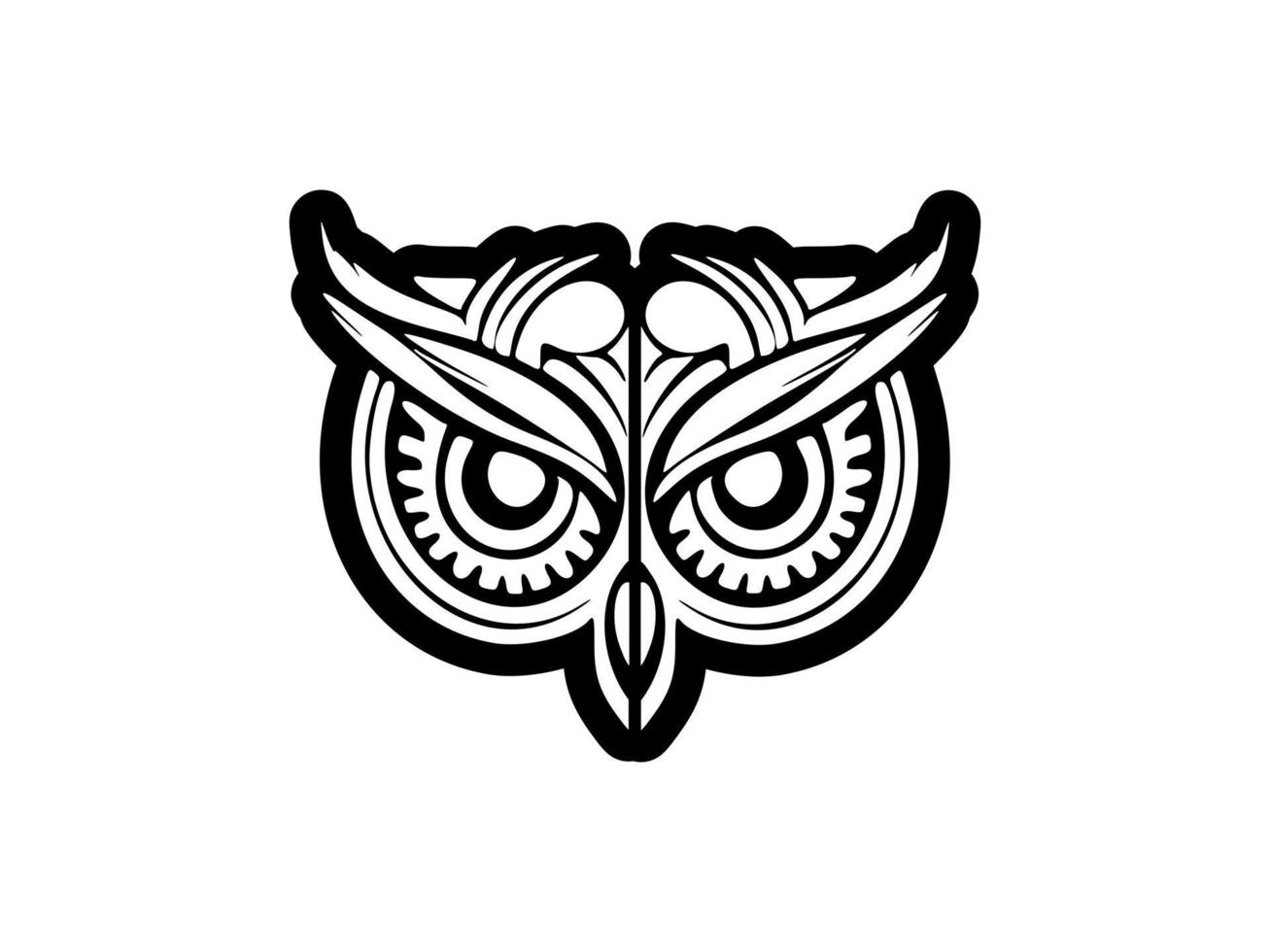 A vector logo of an owl, in black and white, with a minimalistic design.