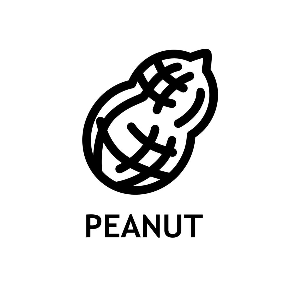 Inshell peanuts icon. Linear logo. Black simple illustration for package design. Contour isolated vector emblem on white background. Ingredient for cooking various dishes, healthy hearty snack