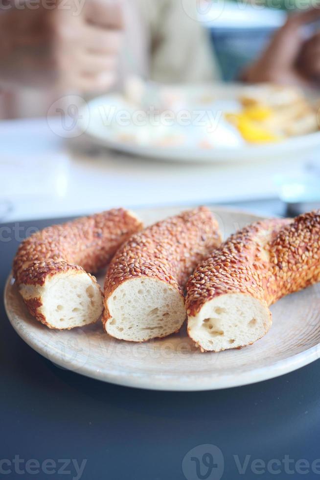 Turkish Bagel Simit on white background photo