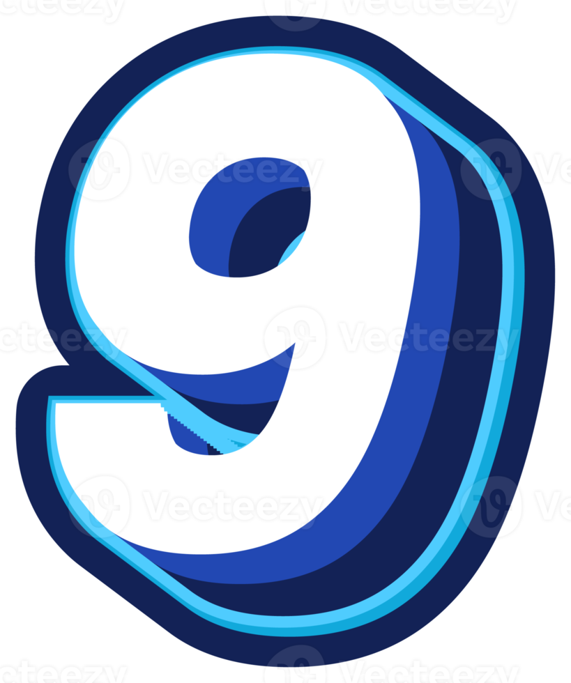 Bold 3d Blue Number png