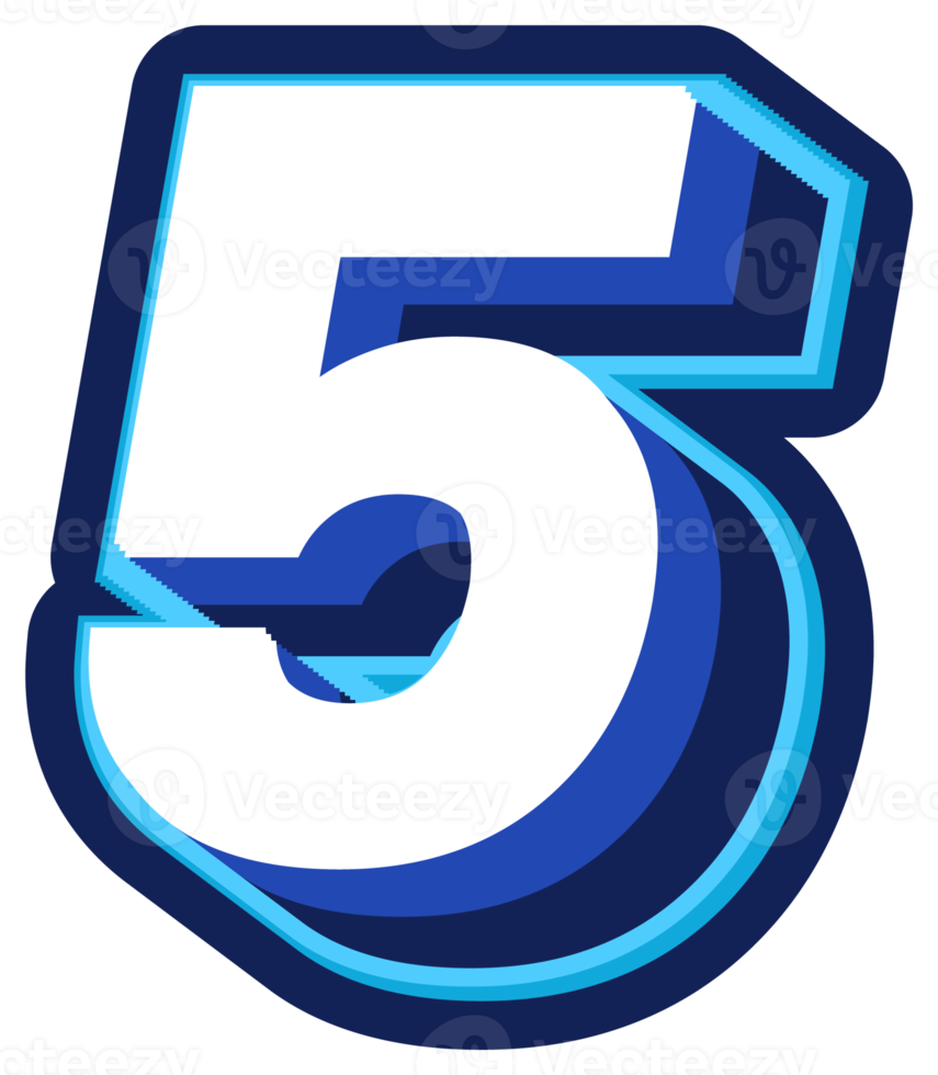 Bold 3d Blue Number png