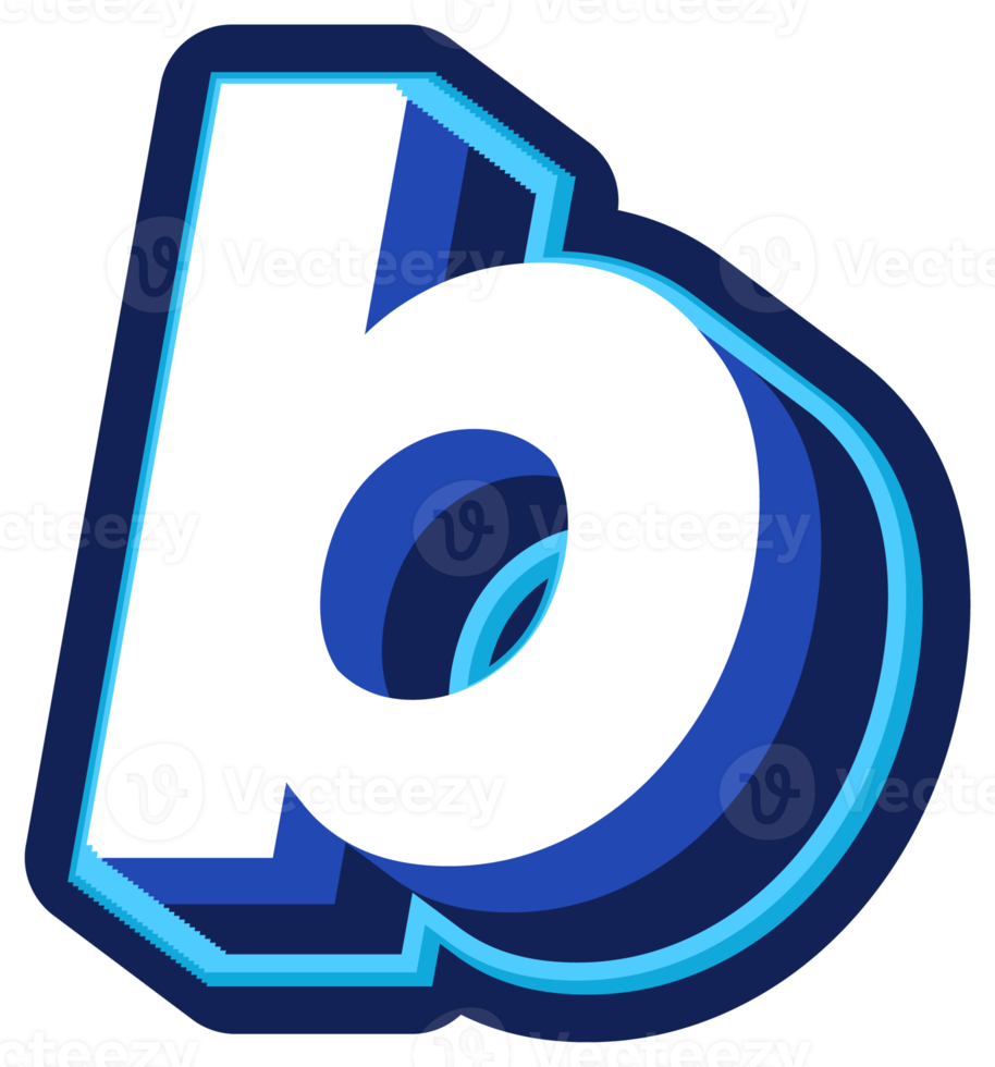 audacieux 3d bleu minuscule lettre b png