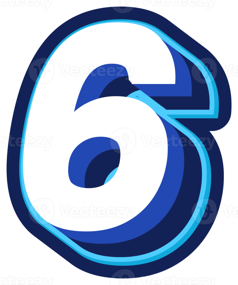 Bold 3d Blue Number png