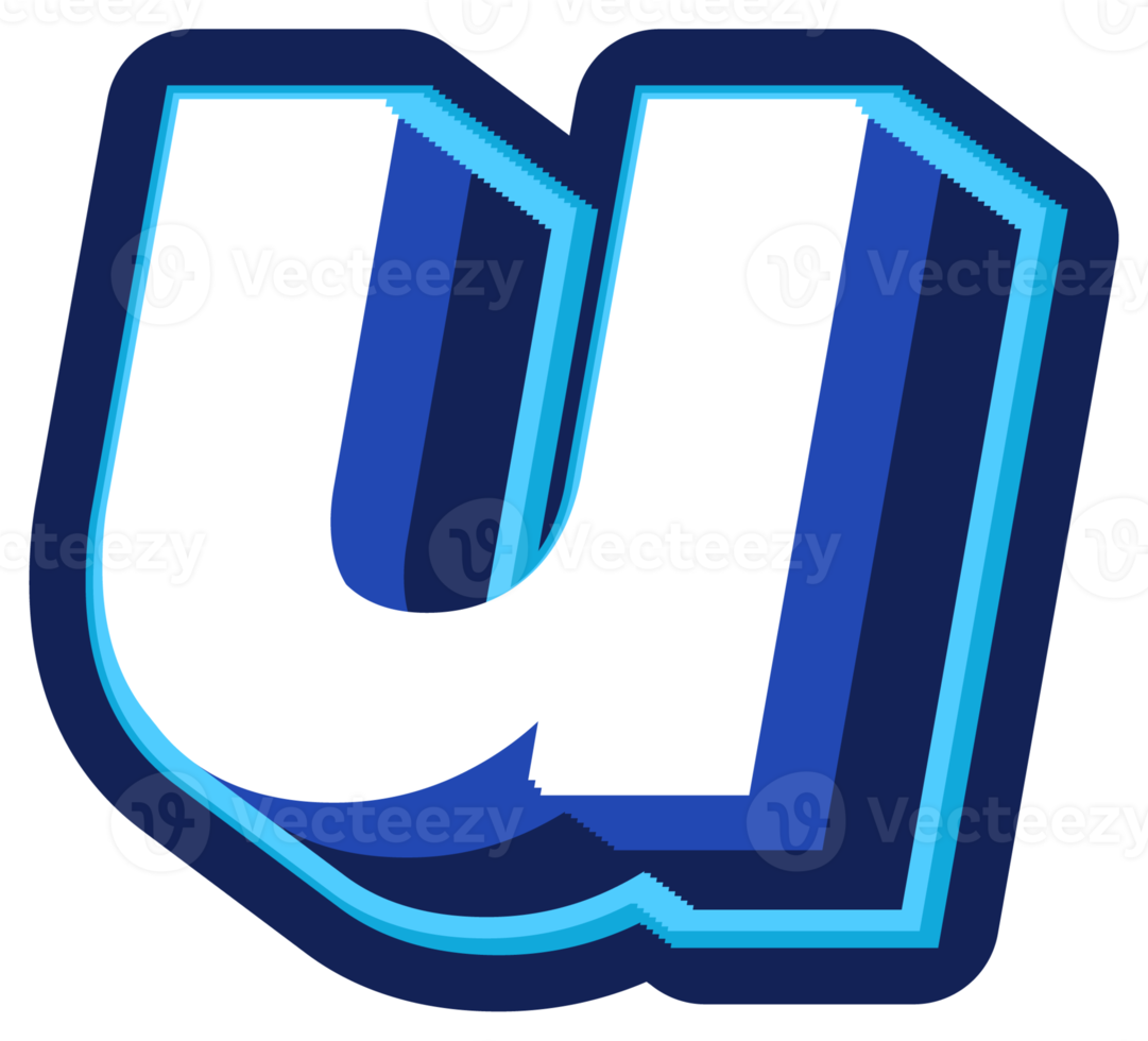 Bold 3d Blue Lowercase Letter u png