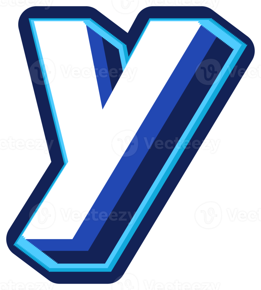 Bold 3d Blue Lowercase Letter y png