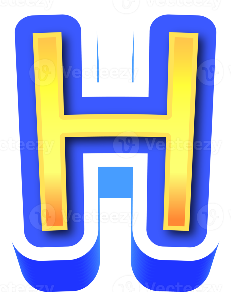 Shiny Gold 3d Letter H png