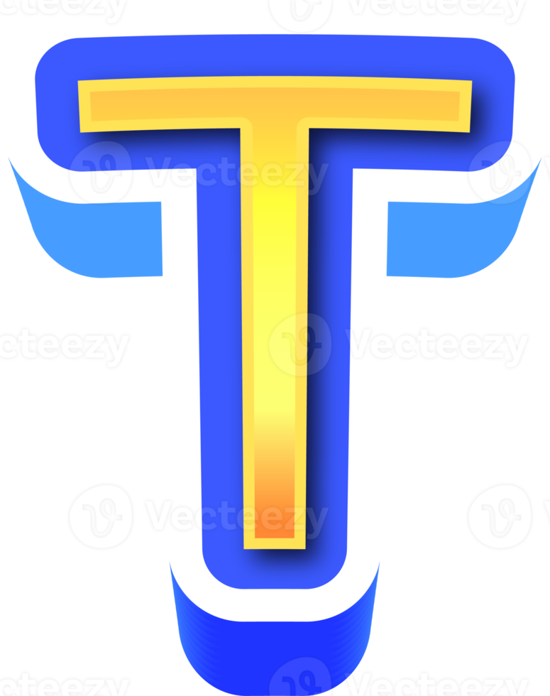 Shiny Gold 3d Letter T png