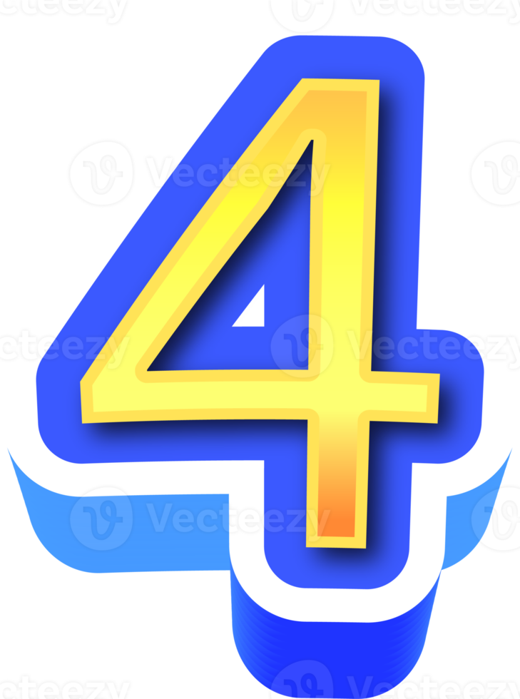 Shiny Gold 3d Number 4 png