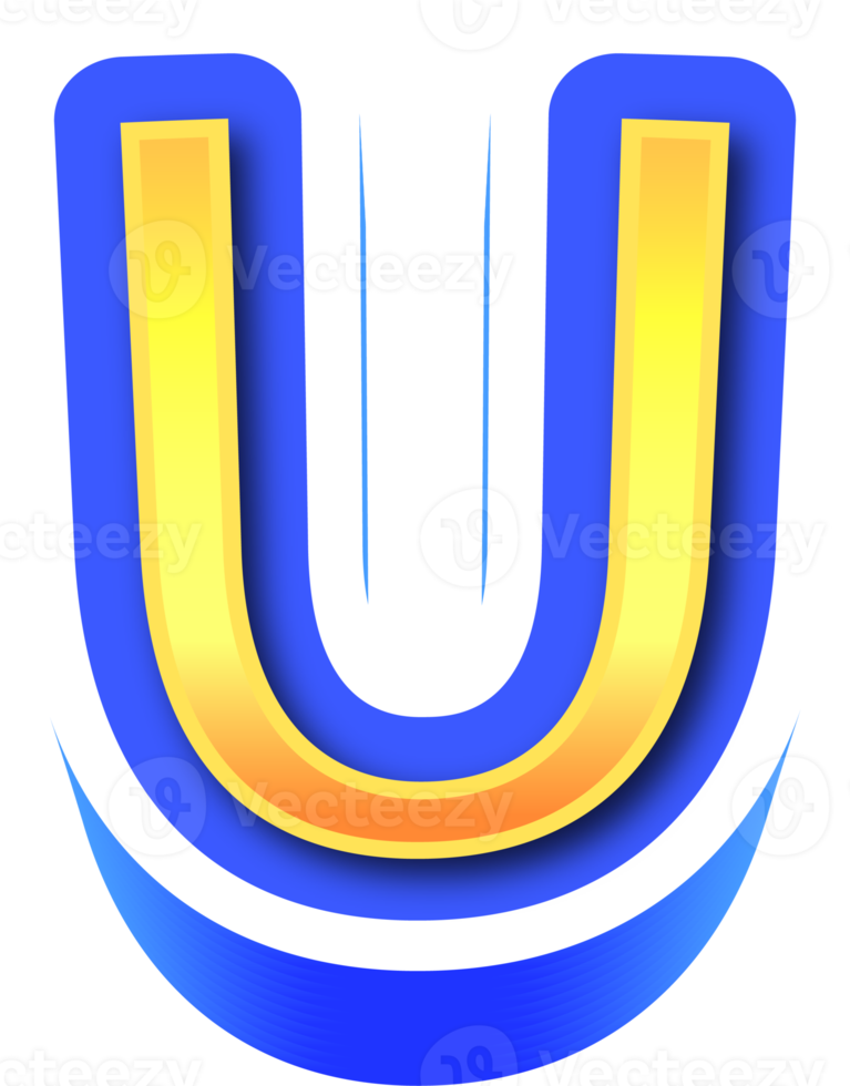 Shiny Gold 3d Letter U png
