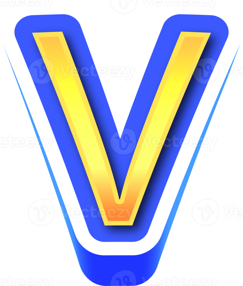Shiny Gold 3d Letter V png