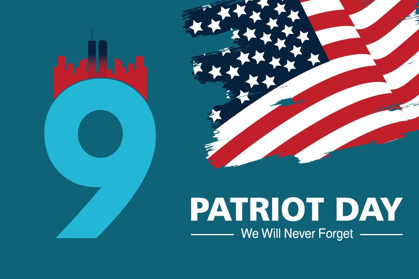 September 11, patriot day background. United states flag poster, modern vector background illustration