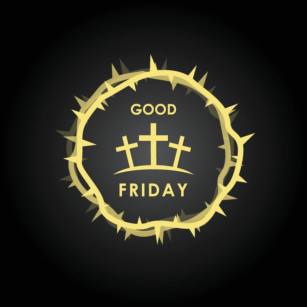 crown of thorns with cross good friday, happy good friday, vector background illustration