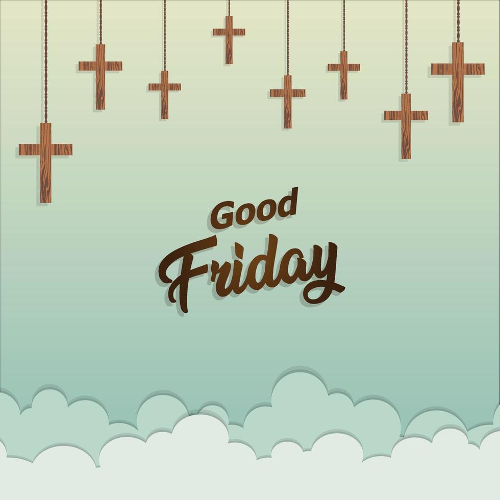 hanging crosses background for good friday, happy good friday, vector background illustration