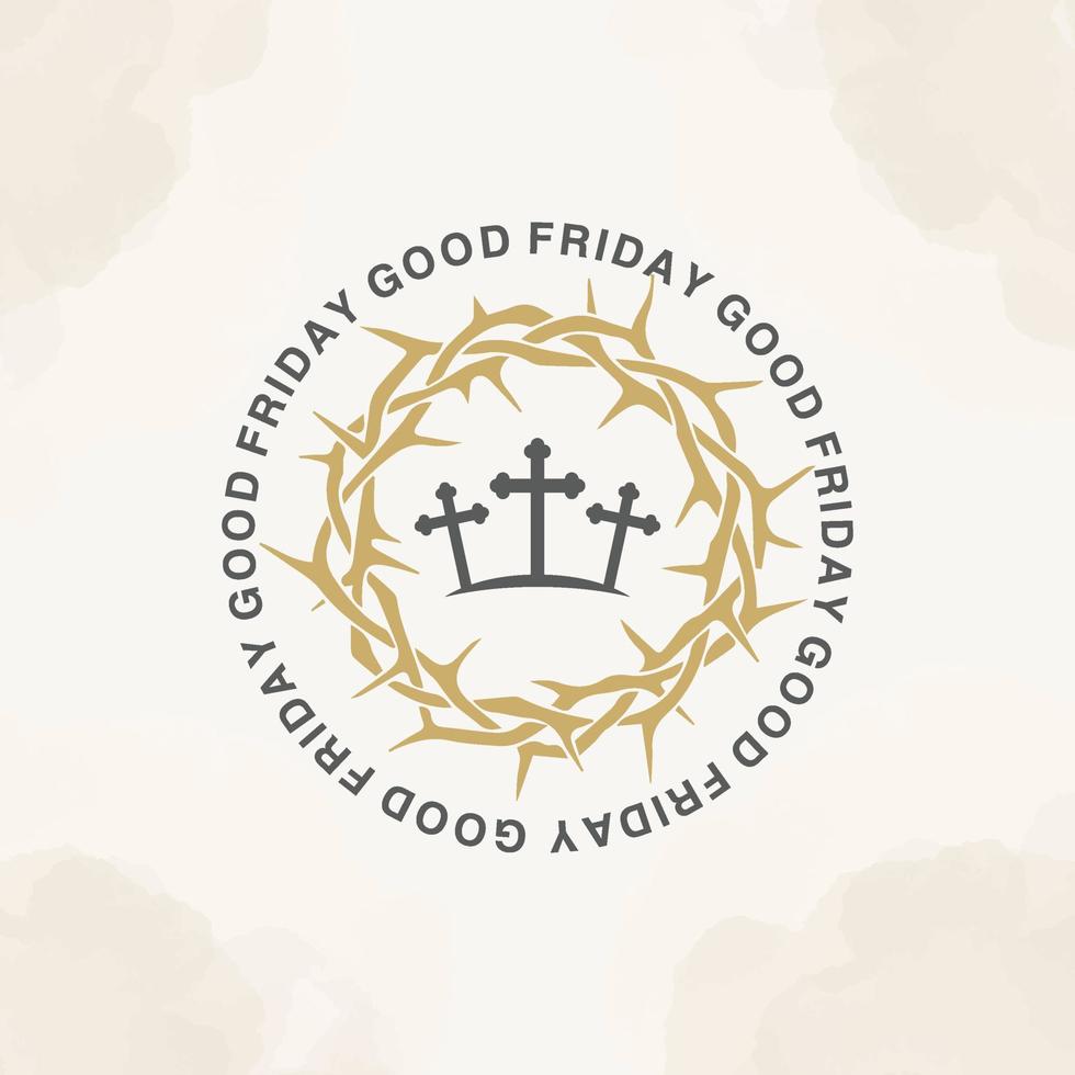 crown of thorns good friday on white grey background, happy good friday, vector background illustration