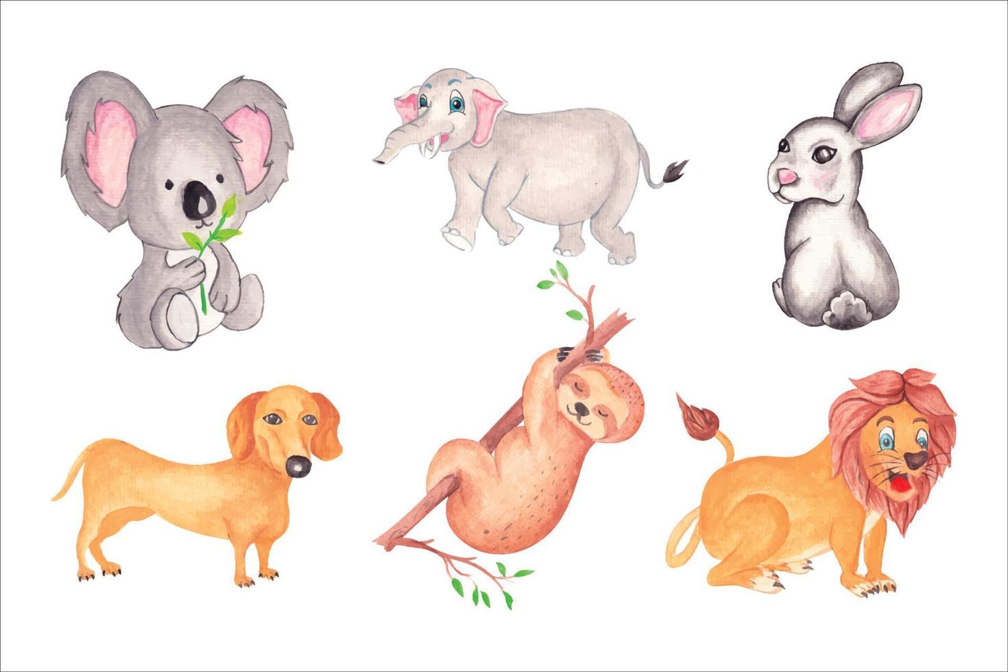 salvaje animales en blanco fondo, mano dibujar acuarela vector ilustración para saludo tarjeta y invitación