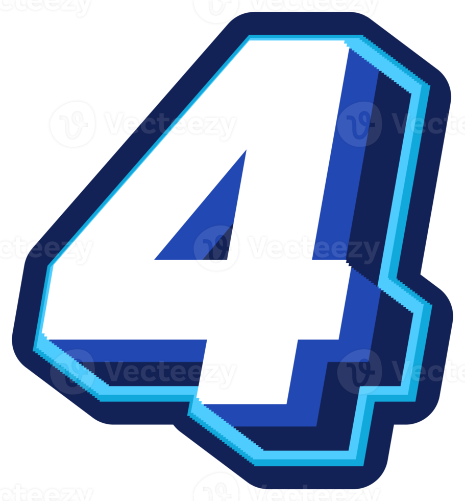 Bold 3d Blue Number png