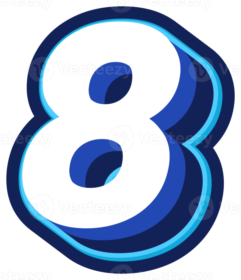 Bold 3d Blue Number png