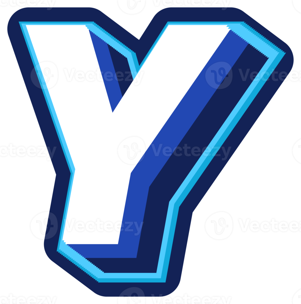 Bold 3d Blue Uppercase Letter Y png