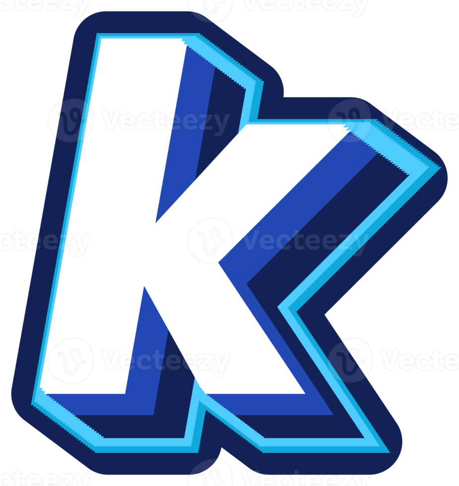 Bold 3d Blue Lowercase Letter k png