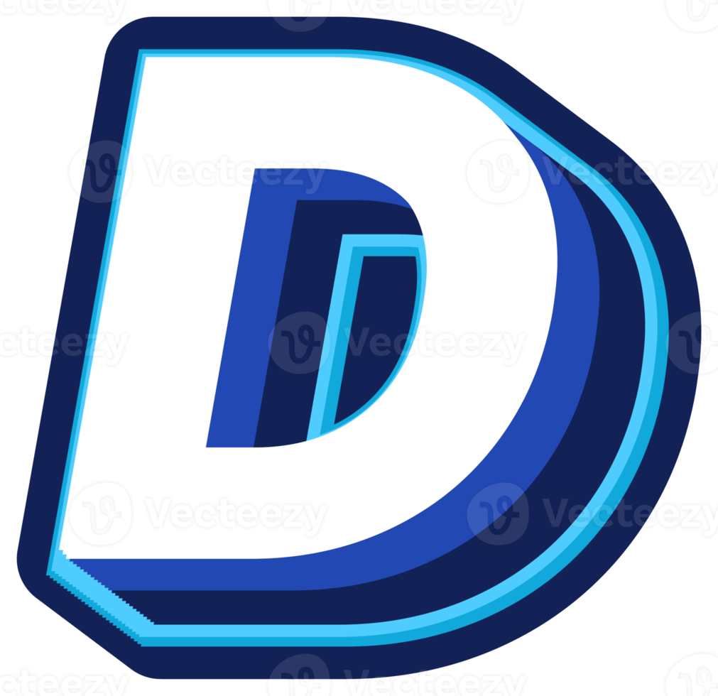 Bold 3d Blue Uppercase Letter D png