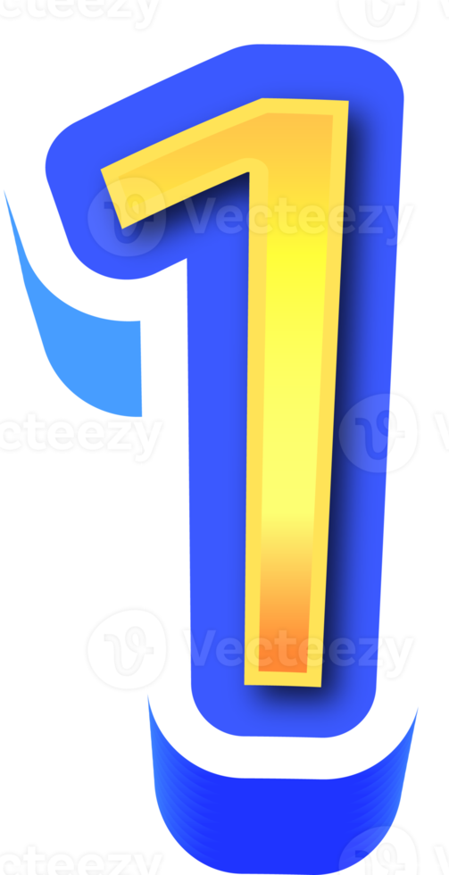 Shiny Gold 3d Number 1 png