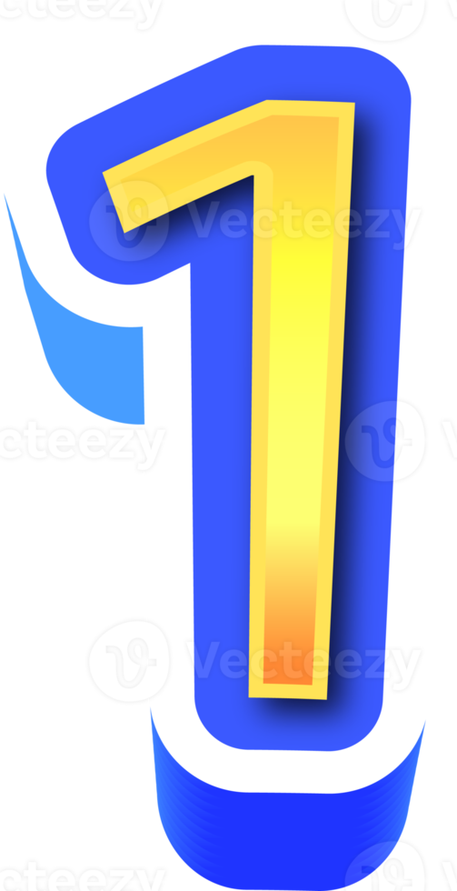 Shiny Gold 3d Number 1 22351626 PNG