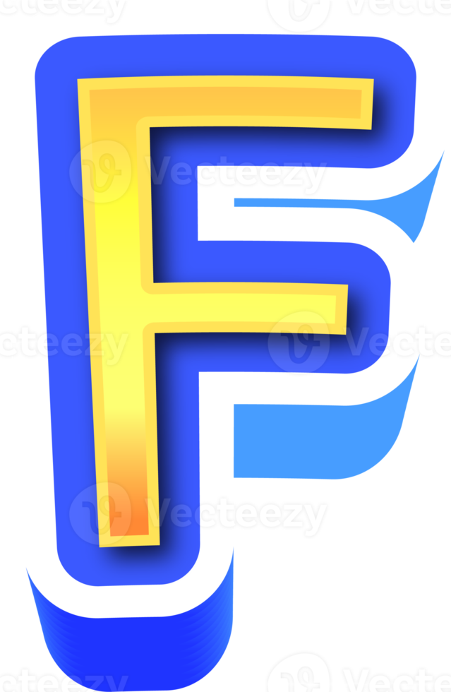 Shiny Gold 3d Letter F png