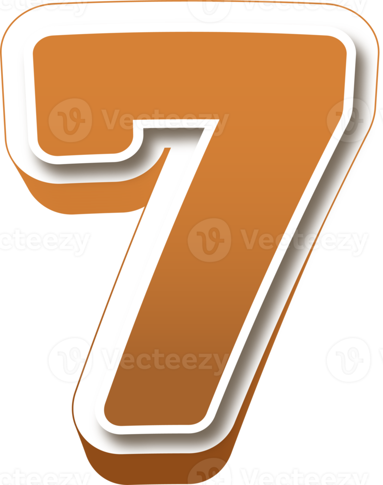 Chocolate 3d Bold Number 7 png