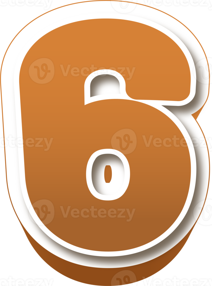 Chocolate 3d Bold Number 6 png