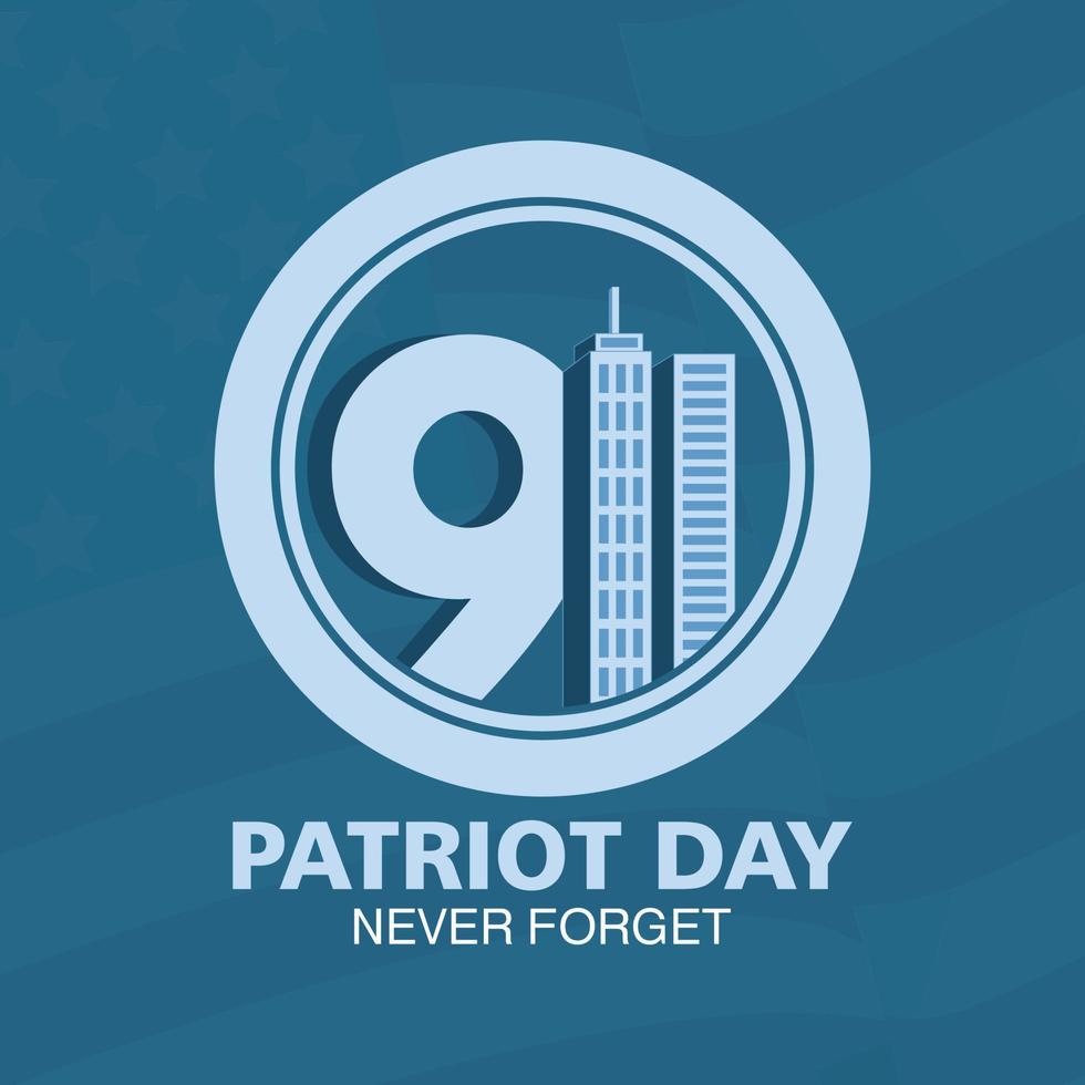 Patriot Day September 11 9 11 USA banner - United States flag, 911 memorial, modern vector background illustration