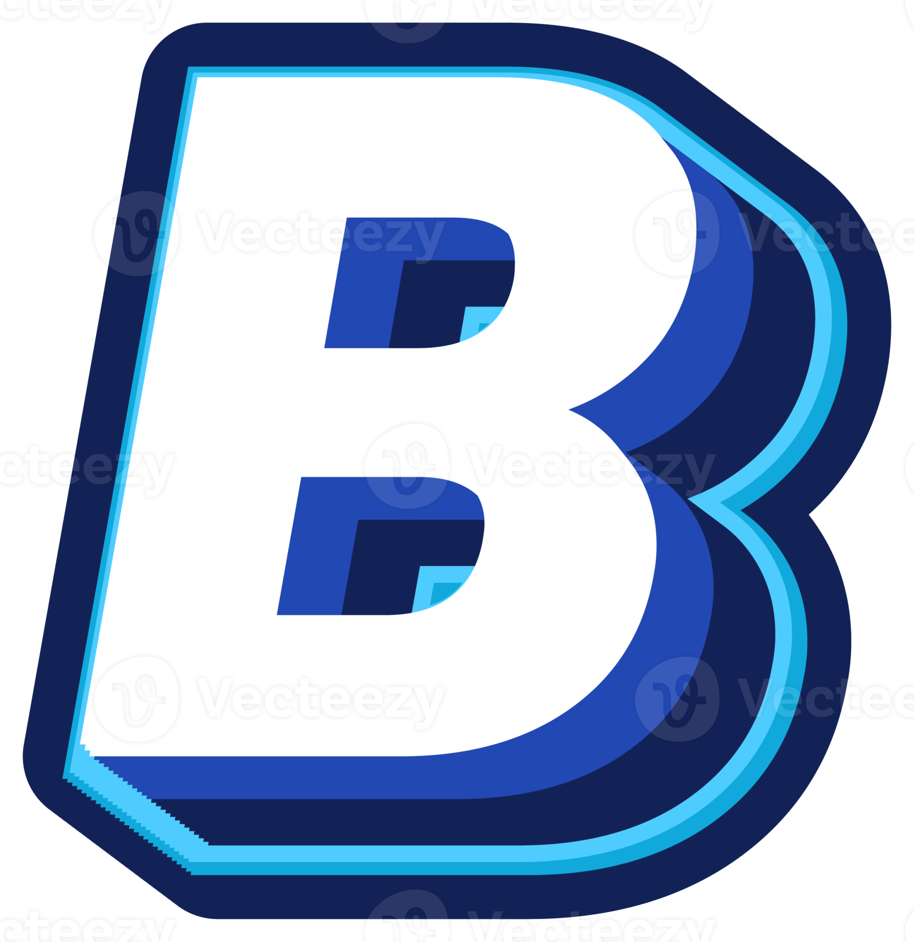 Bold 3d blue uppercase letter b 22351797 png