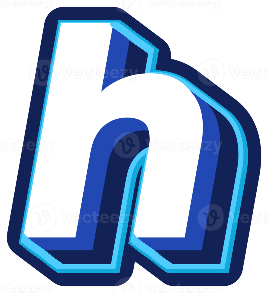 audacieux 3d bleu minuscule lettre h png